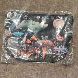 iHeartRaves Black and Multicolor Mushroom Cosmetic Bag